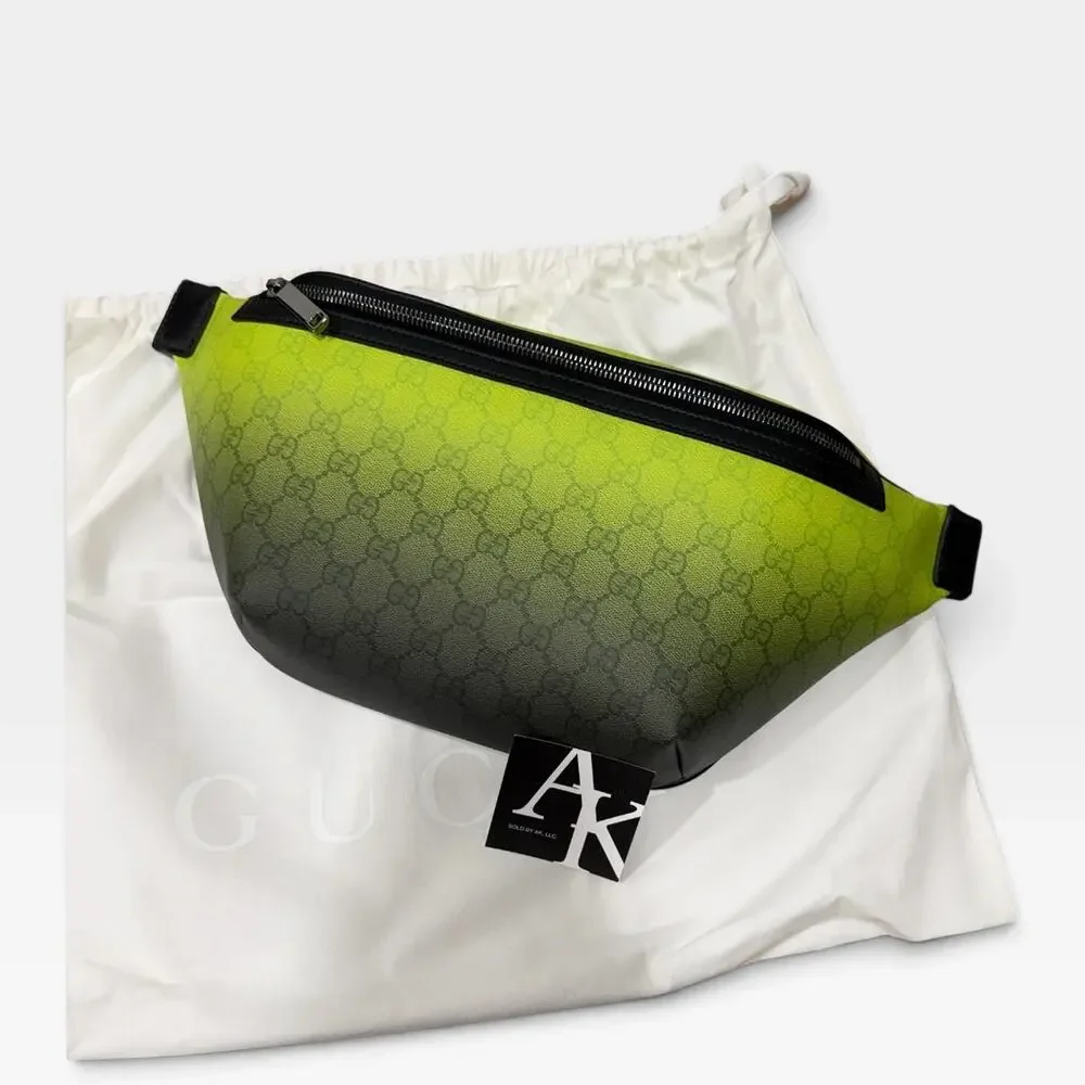 Gucci Chroma Large Belt Bag Green Gradient GG Monogram Crossbody Waist Bag